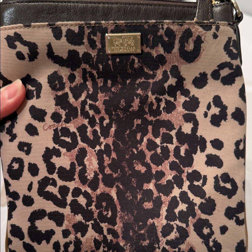 Coach Leopard Print Crossbody Bag with Black Strap - Picture 3 of 7